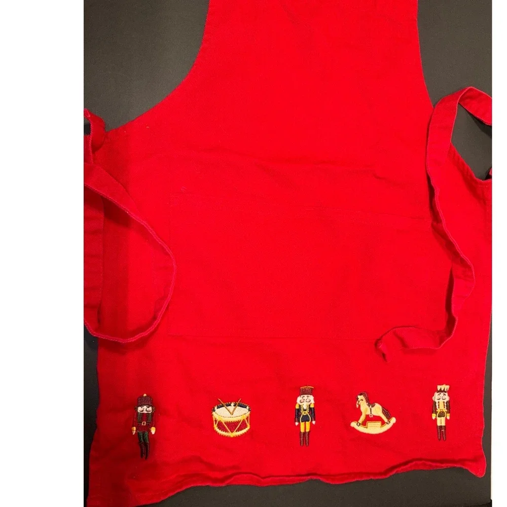 Williams Sonoma Kids‎ Red Nutcracker Embroidered Christmas Apron Cotton Twill